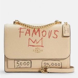 New Coach Basquiat Crossbody Chain Bag Beige